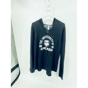 Blue EightyFour UniversityofChicago Graphic VNeck LongSleeve Hoodie Sweatshirt L